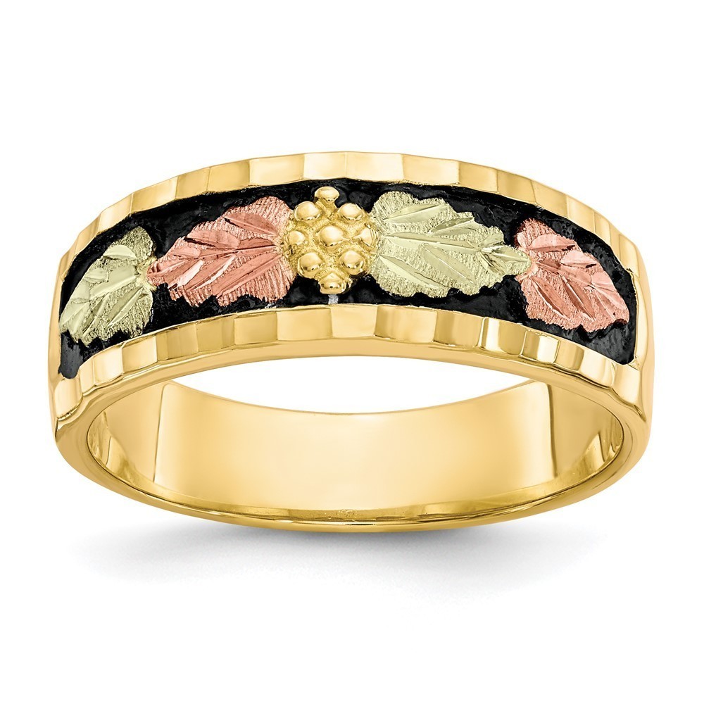 10k Tri-color Black Hills Gold Men's Antiqued Ring, Size 10
